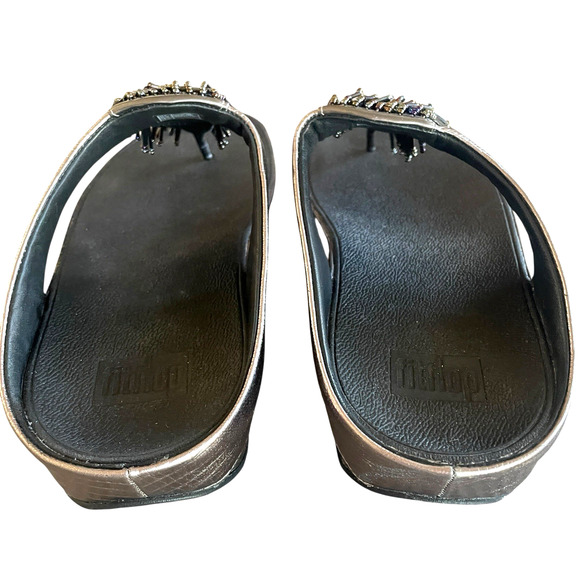 FITFLOP Womens US 10/EU 42 Beaded Pewter Slip-On Comfort Flip Flop Thong Sandals - Picture 5 of 7